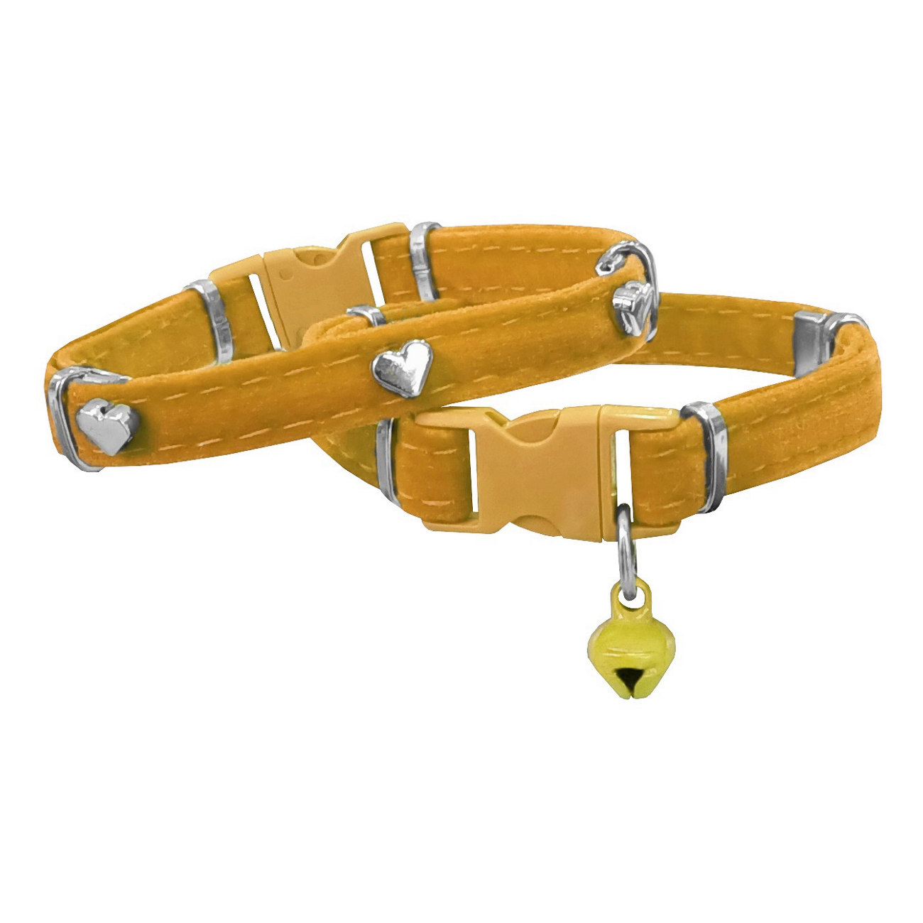 kalp-sari-png.png Kadife Kedi Boyun Tasması Kalpli 20-32 cm Sarı - Görsel 1