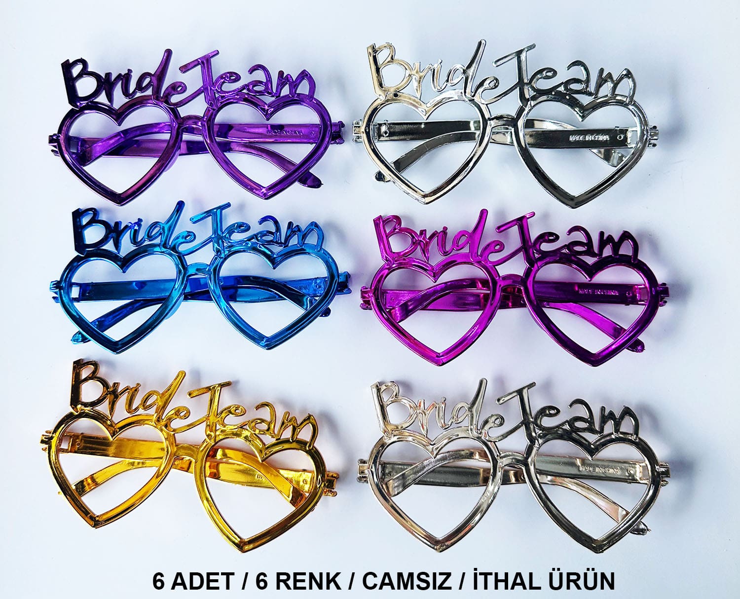 kalpli-bride-team-gozluk-seti-6-renk-kina-dugun-partileri-ic-resim-5166.jpg Kalpli Bride Team Gözlük Seti 6 Renk - Kına & Düğün Partileri İçin - Görsel 1