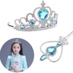Karlar Ülkesi Elsa Mavi Kalpli Taç ve Mavi Asa Seti Çuk Boy