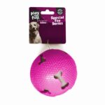 Işıklı Kemik Desenli Plastik Top Köpek Oyuncağı 7,5 Cm Pembe