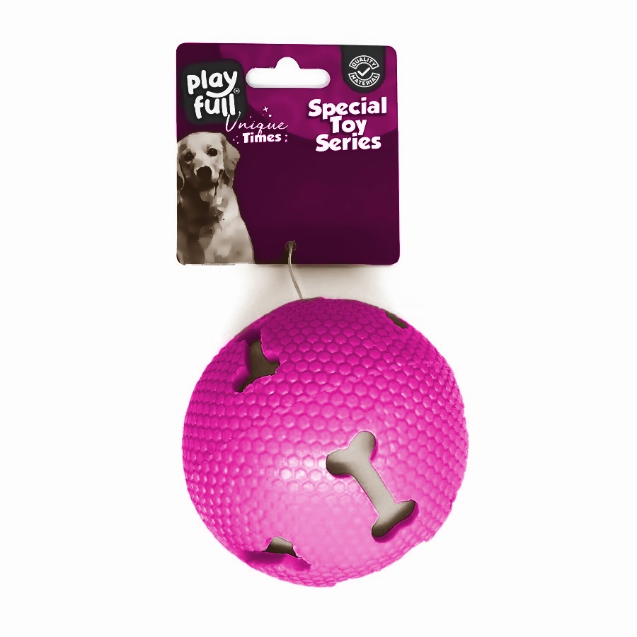 kemik-ysl-kopya-2-jpg.jpg Işıklı Kemik Desenli Plastik Top Köpek Oyuncağı 7,5 Cm Pembe - Görsel 1