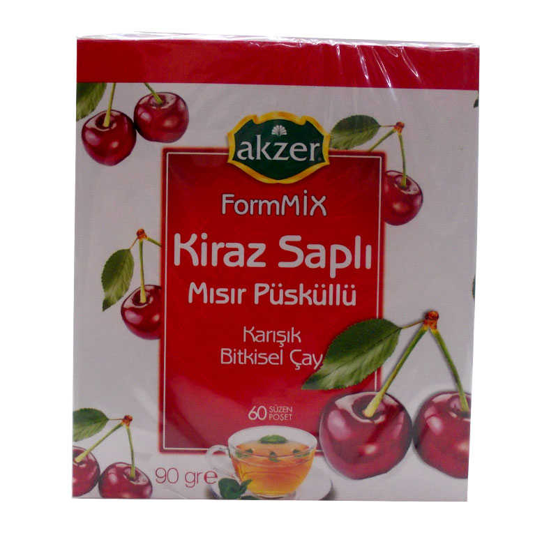 Kiraz Saplı Mısır Püsküllü Çay - Akzer Kiraz Saplı Mısır Püsküllü sel Çay 60 Süzen Poşet - Görsel 1