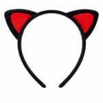 Peluş Kedi Kulak Taç Kırmızı Siyah  Çuk Parti & Kostüm Tacı - Görsel 2