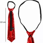 Kırmızı Renk Pul Payetli Işıltılı Parti Kravatı 33 cm - Görsel 2
