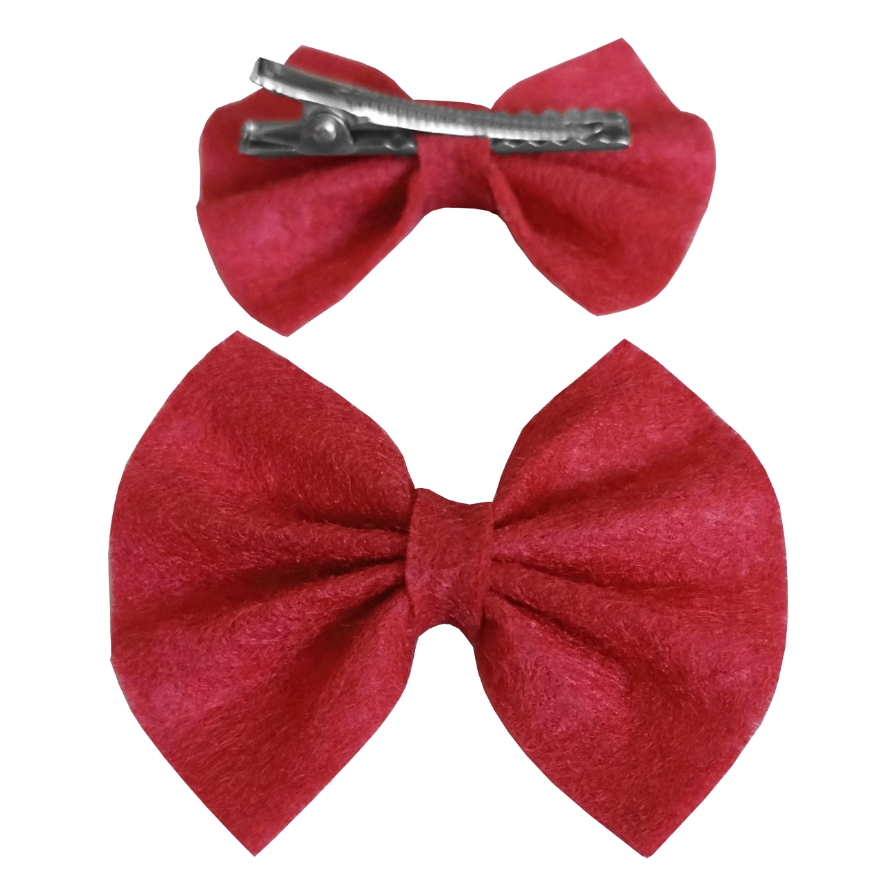 kirmizi-toka-1-jpg.jpg Keçe Papyonlu Kedi Köpek Tokası 4.5-5.5 cm Kırmızı ( 2 Adet ) - Görsel 1