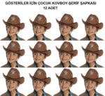 Kovboy Şerif Şapkası Kahve 12 Adet - Kostüm, Parti ve Gösteri Şapkası