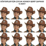 Kovboy Şerif Şapkası Kahve 12 Adet - Kostüm, Parti ve Gösteri Şapkası