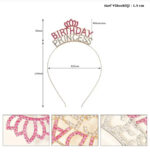 Kristal Taşlı Pembe Birthday Princess Yazılı Parti Tacı 19x11 cm - Görsel 2