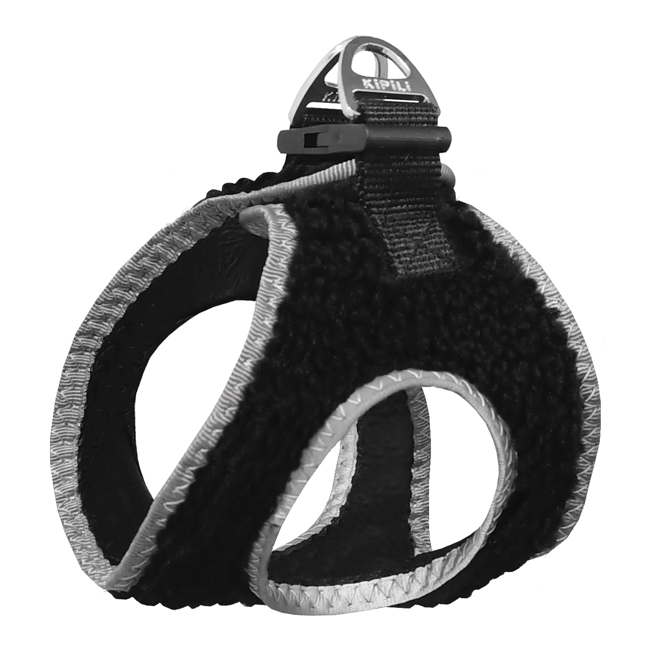 kurk-siyah-1-jpg.jpg Üç Kilitli Kürklü Kedi Köpek Göğüs Tasması 24-28 cm XX-Small Siyah - Görsel 1