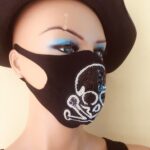 Kuru Kafa Baskılı Süet Dalgıç Kumaş Maske
