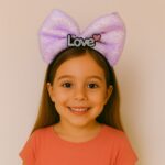 LED Işıklı Love Yazılı Mor Fiyonk Taç  Kız Çuk Parti Tacı - Görsel 2