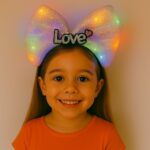 LED Işıklı Love Yazılı Pembe Fiyonk Taç  Kız Çuk Parti Tacı