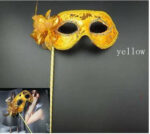 Lüks Taşlı Saplı Maskeli B Maskesi Altın Renk 35 cm - Görsel 4