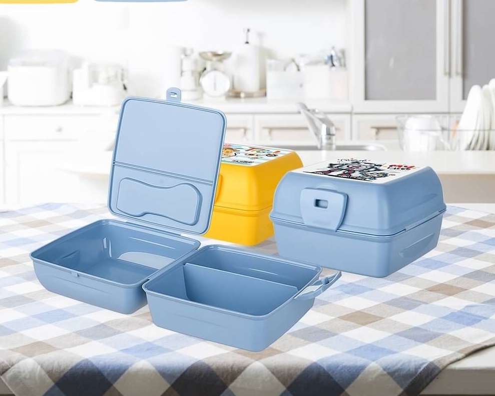 luna-3-bo-4372-1.jpg Luna 3 Bölmeli Çatal Bıçaklı Beslenme Kabı - Diyet Kabı - Çatal Kaşıklı - Görsel 1