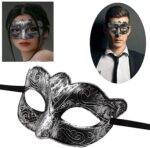 Maskeli B Antik Gri Gümüş Eskitilmiş Maske B Venedik