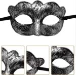 Maskeli B Antik Gri Gümüş Eskitilmiş Maske B Venedik - Görsel 2