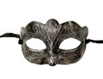 Maskeli B Antik Gri Gümüş Eskitilmiş Maske B Venedik - Görsel 5