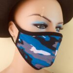 Mavi Kamuflaj Desenli Tasarım Maske