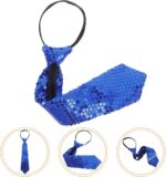 Mavi Renk Pul Payetli Işıltılı Parti Kravatı 33 cm - Görsel 3