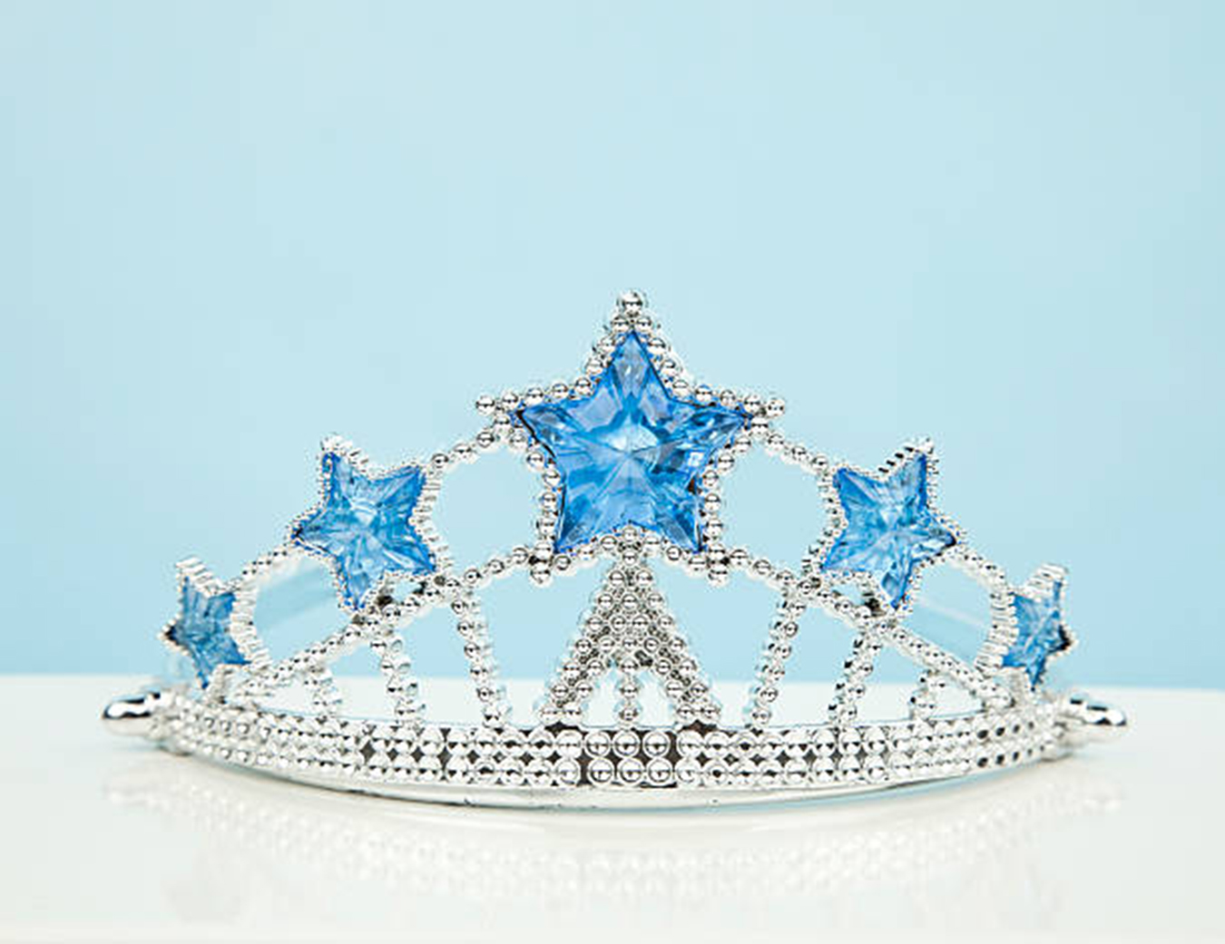 Toy tiara Mavi Yıldız Taşlı Plastik Kraliçe Prenses Elsa Tacı Çuk Boy - Görsel 1