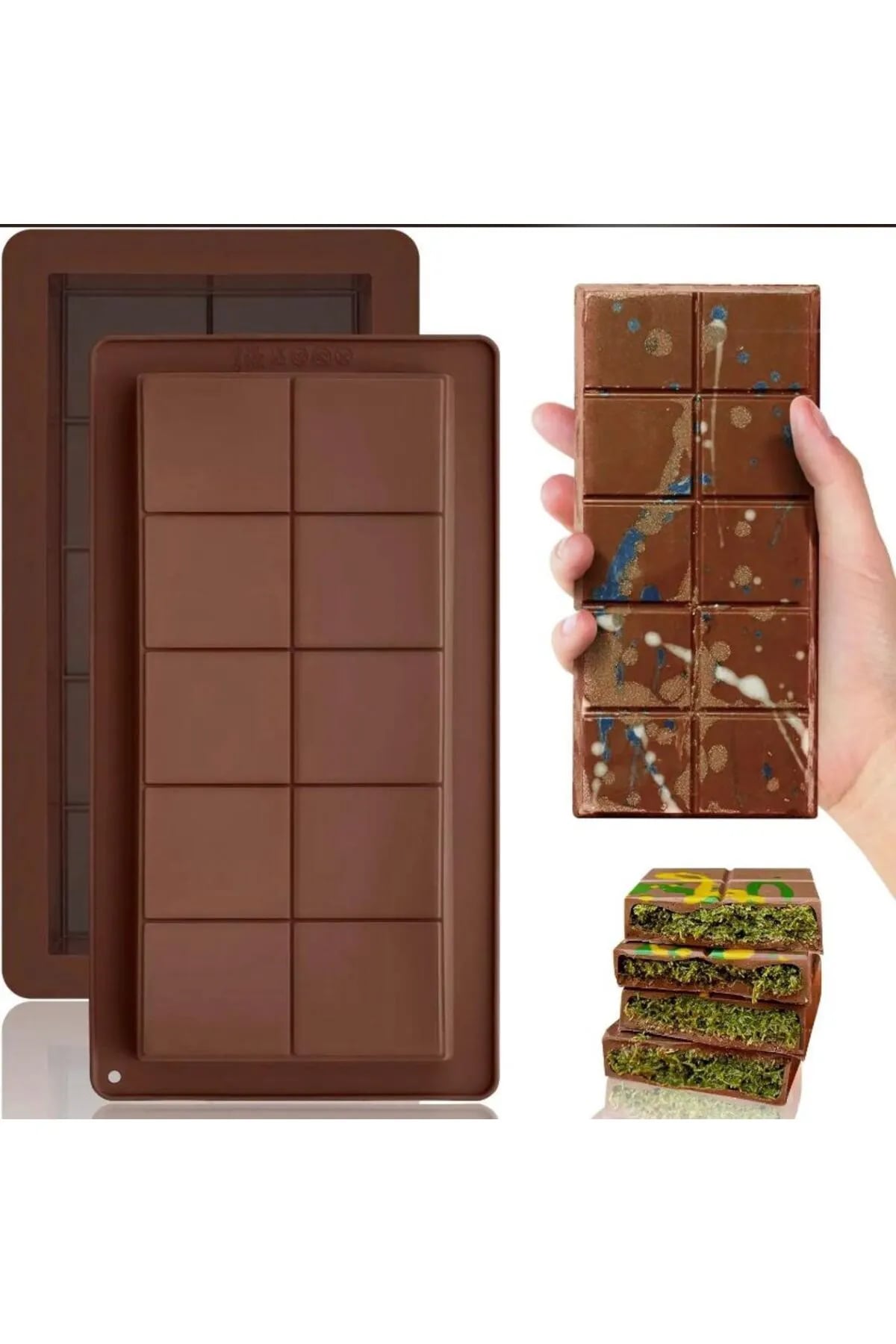 meshur-du-6680-1.jpg Meşhur Dubai Çikolatası Kalıbı Silikon - Büyük Tablet Çikolata Mum Kek Kalıbı Pasta Kalıbı - Görsel 1