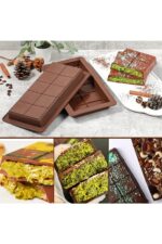 Meşhur Dubai Çikolatası Kalıbı Silikon - Büyük Tablet Çikolata Mum Kek Kalıbı Pasta Kalıbı - Görsel 2