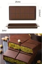 Meşhur Dubai Çikolatası Kalıbı Silikon - Büyük Tablet Çikolata Mum Kek Kalıbı Pasta Kalıbı - Görsel 4
