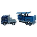 Metal Tır 1:24 - Sesli Işıklı Taşıyıcı Dorseli Tır 30 cm - Lacivert - 1 ADET - Görsel 3