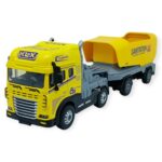 Metal Tır 1:24 - Sesli Işıklı Taşıyıcı Dorseli Tır 30 cm - Sarı - 1 ADET