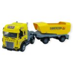 Metal Tır 1:24 - Sesli Işıklı Taşıyıcı Dorseli Tır 30 cm - Sarı - 1 ADET - Görsel 3