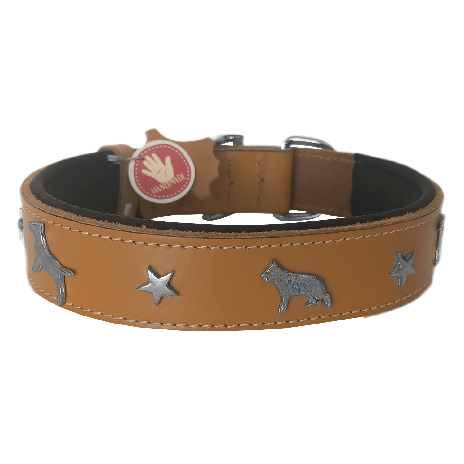 michur-1-79-png.png Deri Köpek Figürlü Köpek Boyun Tasması 56-64 cm XL Kamel - Görsel 1