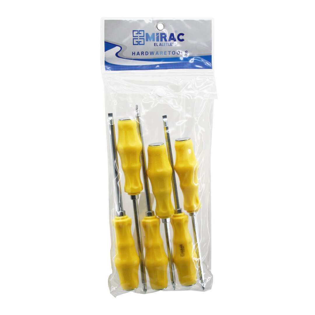 mirac-pvc-ambalaj-sari-23737-1.jpg ÇİFT UÇLU 6 LI TORNAVİDA SETİ DARBELİ SET - Görsel 1