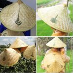 Naturel Renk Cambodia Kambyalı Vietnam Şapkası PVC Hasır - Görsel 2