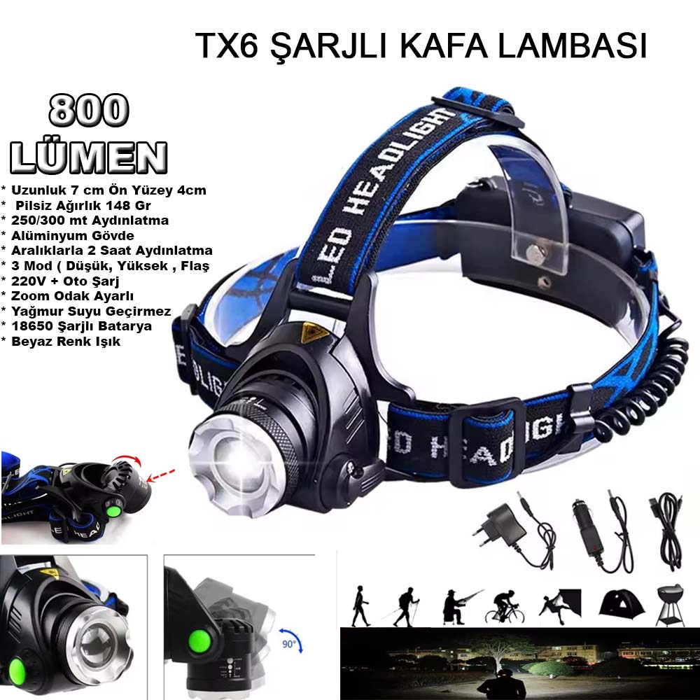 orjinal-800-lumen-tx6-sarjl-18172-1.jpg Watton WT-120 800 Lümen TX6 Zoomlu Kafa Feneri - Görsel 1