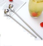 Paslanmaz Metal 2 li Kaşıklı Pipet Fırça Seti - Görsel 2