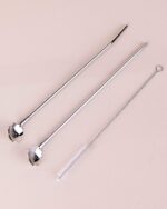 Paslanmaz Metal 2 li Kaşıklı Pipet Fırça Seti - Görsel 4