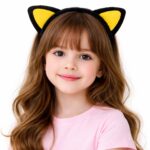Peluş Kedi Kulak Taç Sarı Siyah  Çuk Parti & Kostüm Tacı