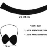 Peluş Siyah Renk Kuyruk ve Papyon Yetişkin Çuk Uyumlu