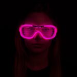 Pembe Led Işıklı Parti Gözlüğü - Neon Glow Şerit Gözlük 3 Modlu - Görsel 2