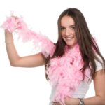 Pembe Renk Kabarık Kalın Otriş Boa Tüy 6 cm Genişlik 180-200 cm Uzunluk - Görsel 3