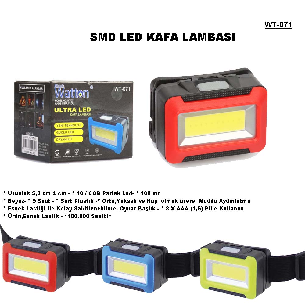 pilli-kafa-lambasi-watton-wt-18178-1.jpg Watton WT-071 Pilli 10 LED'li COB Kafa Lambası - Görsel 1