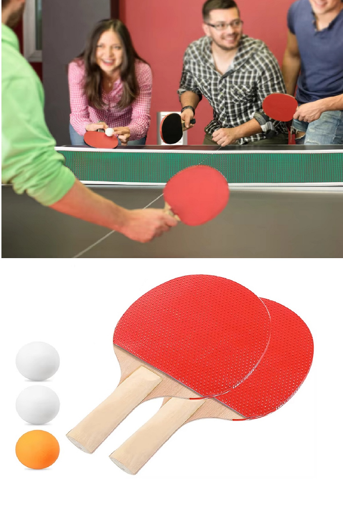 ping-pong-6682-1.jpg Ping Pong Masa Tenisi Seti Tenis Raketi Seti 2 Raket + 3 Ping Pong Topu Spor Aksesuarları - Görsel 1