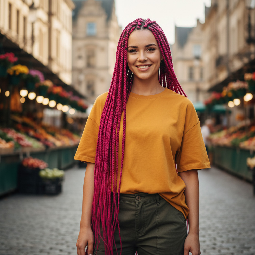 pink3a.jpg Afrika Örgüsü Ve Rasta İçin Sen / Koyu Fuşya - Görsel 1