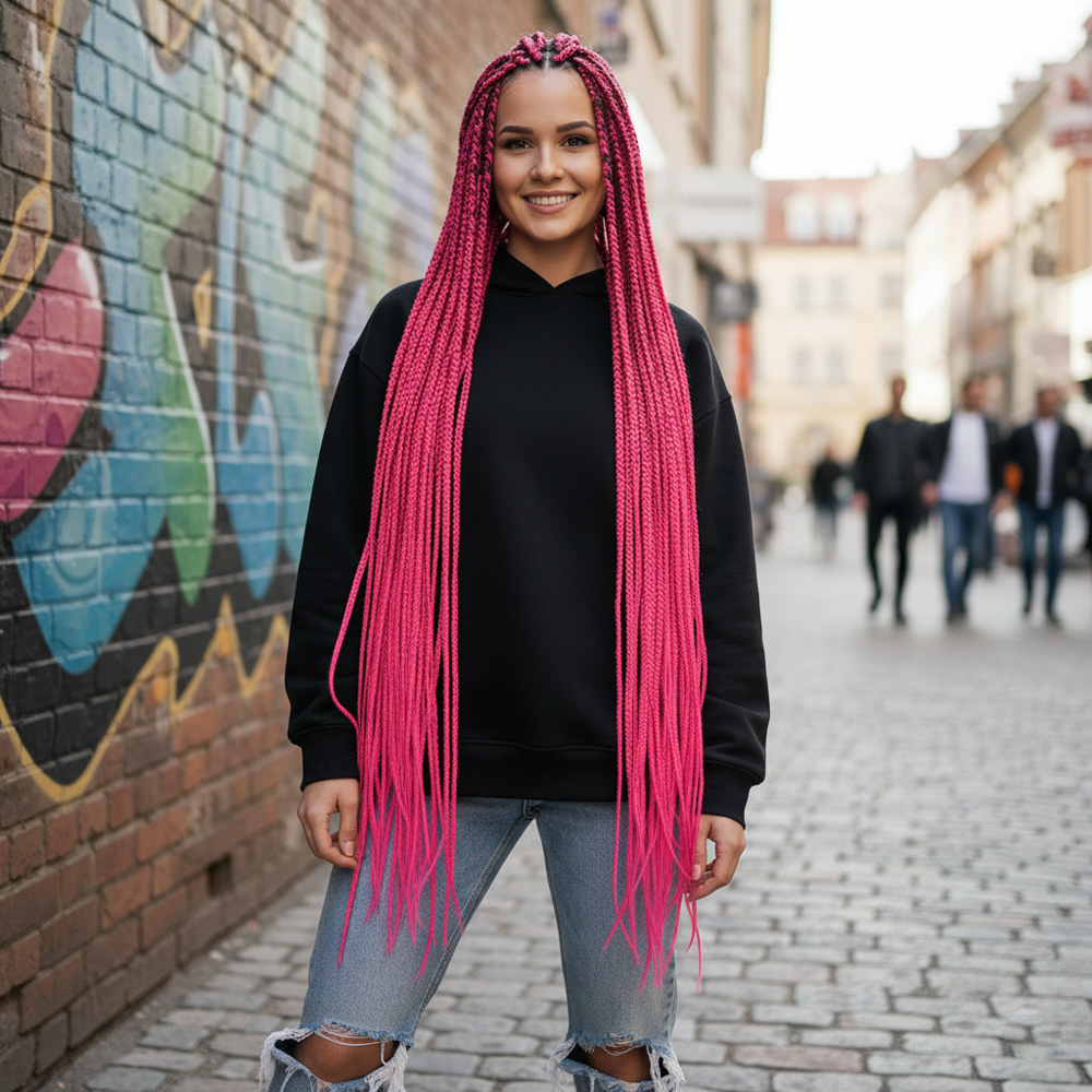 pinka.jpg Afrika Örgüsü Ve Rasta İçin Sen / Koyu Pembe - Görsel 1