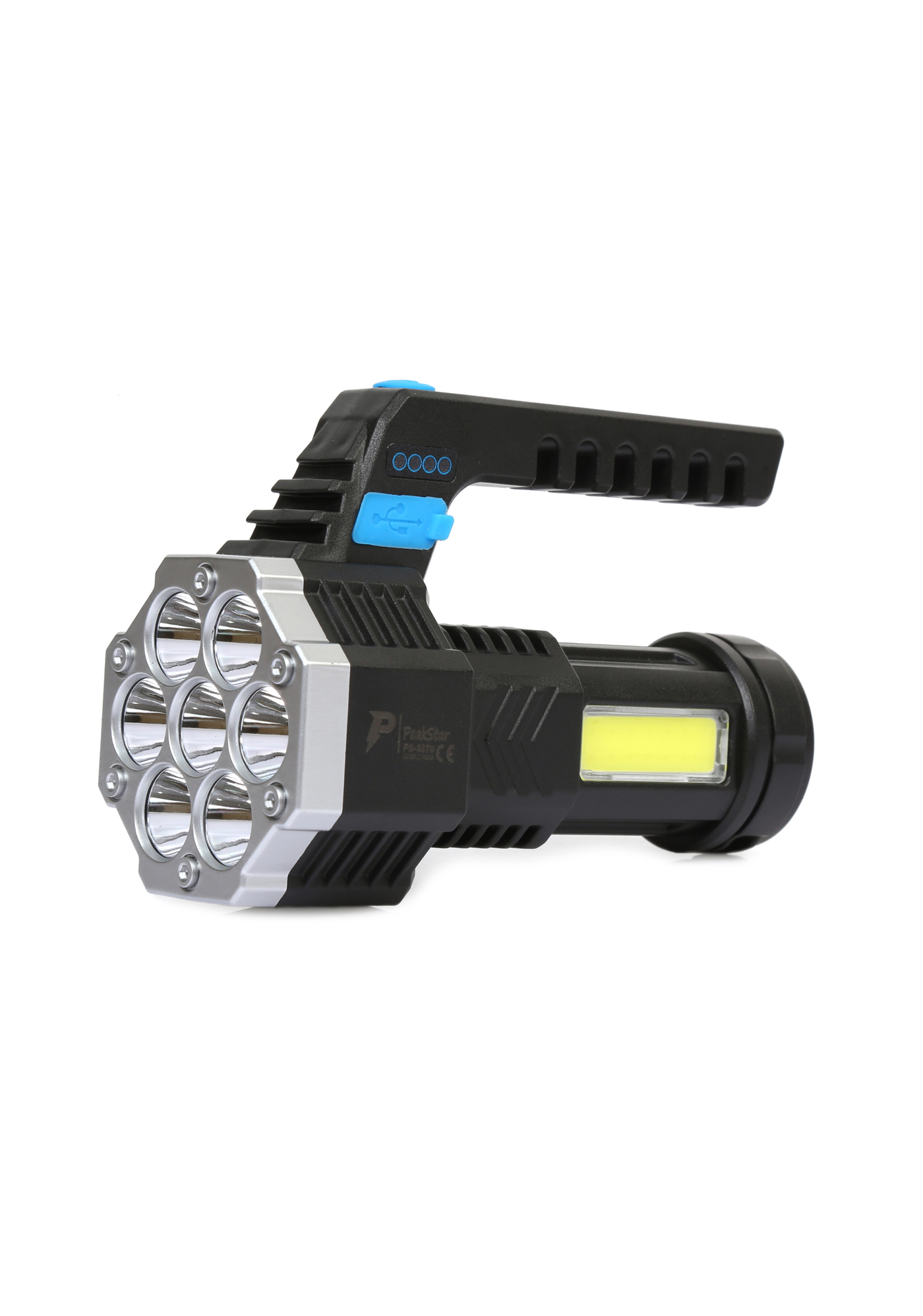 ps-3879-usb-sarj-gostergeli-14507-1.jpg PS-3879 USB Şarj Göstergeli Şarj Edilebilir 7*XPE +COB Led El Feneri - Görsel 1