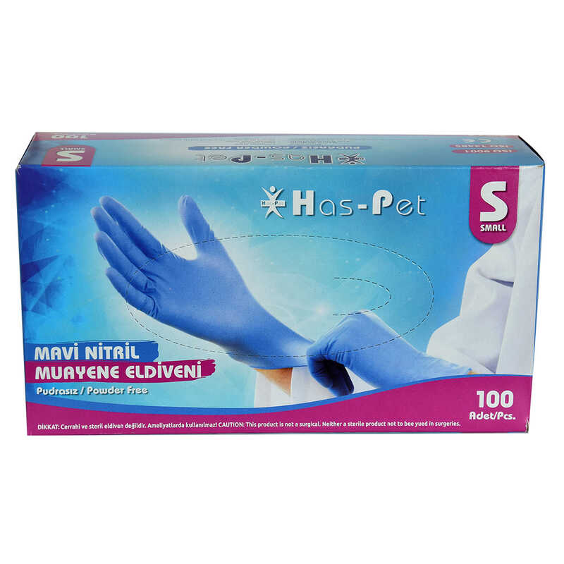 pudrasiz-mavi-nitril-eldiven-kucuk-boy-s-100-lu-paket-has-pet-28762-98-b.jpg Pudrasız Mavi Nitril Eldiven Küçük Boy (S) 100 Lü Paket - Görsel 1