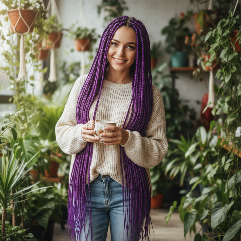 purple3a.jpg Afrika Örgüsü Ve Rasta İçin Sen / Koyu Mor - Görsel 1