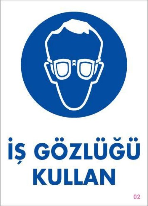 pvc-ikaz-levhasi-25x35-kod-2-12095.jpg İş Gözlüğü Kullan Uyarı Levhası - Görsel 1