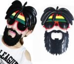 Rasta Peruklu Rasta Sakallı Bob Marley Bıyıklı Parti Gözlüğü 27x18 cm - Görsel 2