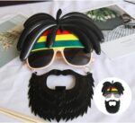 Rasta Peruklu Rasta Sakallı Bob Marley Bıyıklı Parti Gözlüğü 27x18 cm - Görsel 4